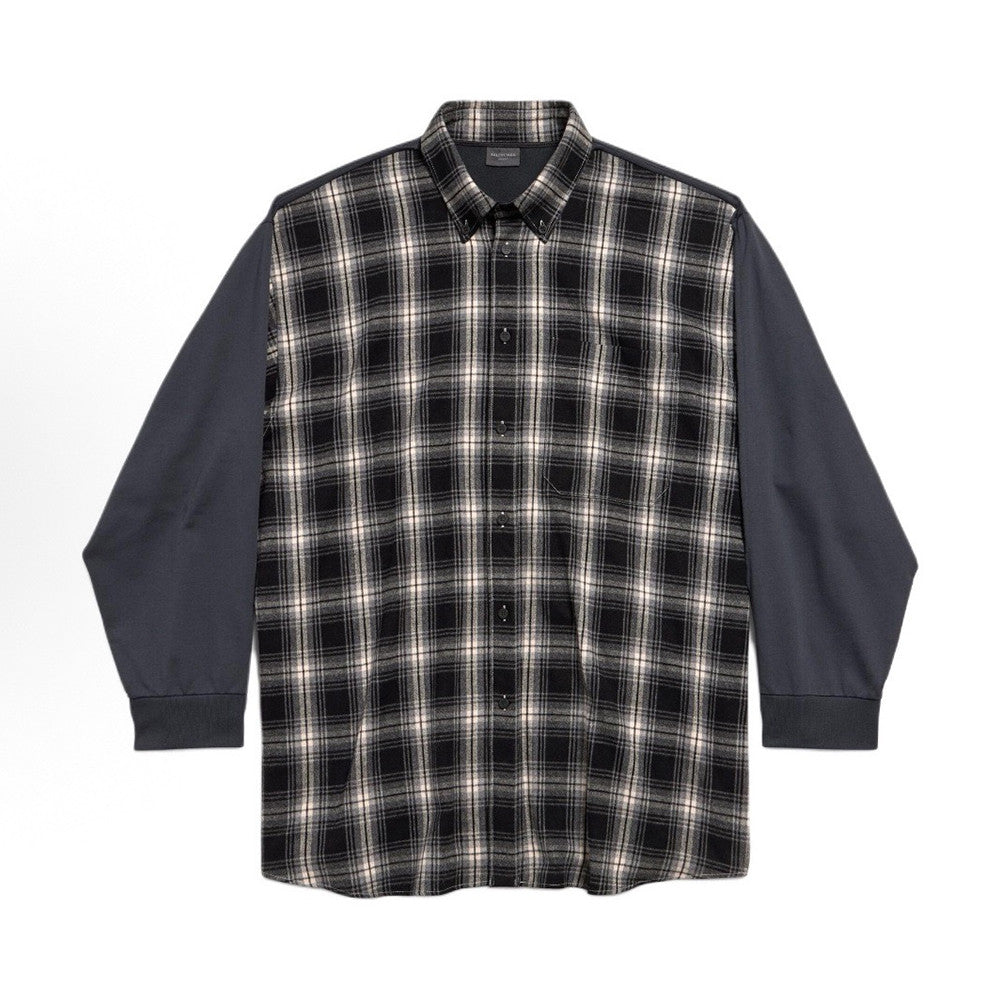 Balenciaga Men's Hybrid Overshirt in Blackgrey #333811