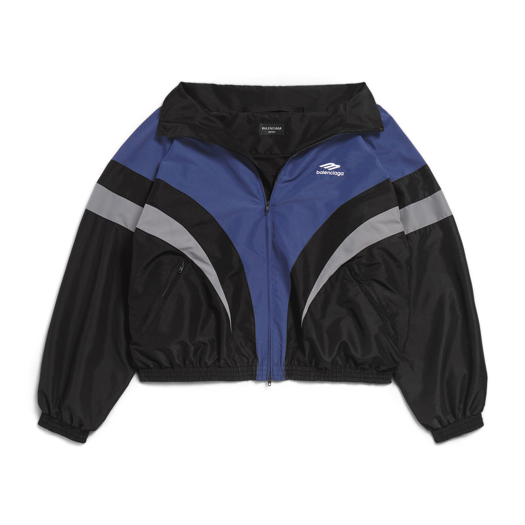 3B Sports Icon Off Shoulder Balenciaga Men's and Women's Autumn and Winter Letter Logo Print Splicing Zip Loose Fit Long Sleeve Jacket #72595