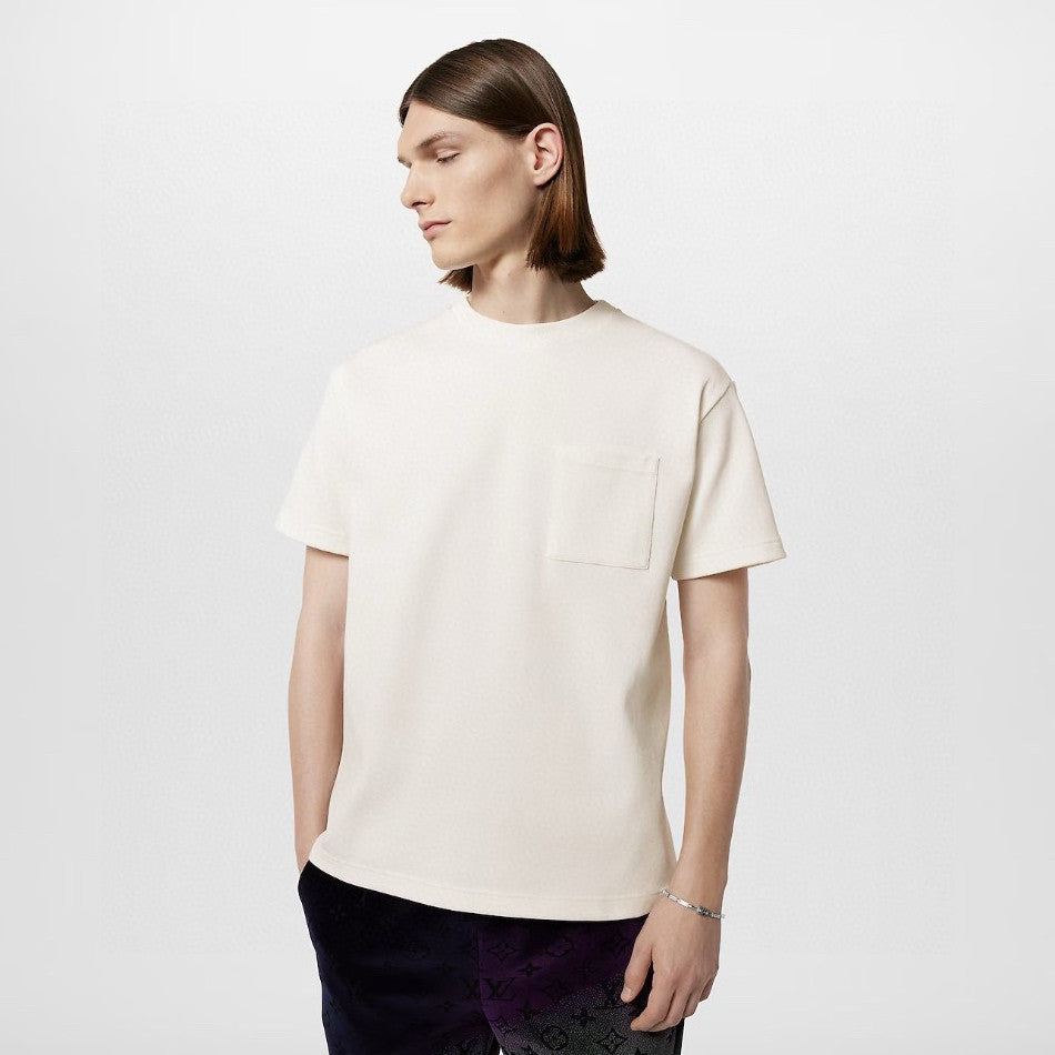 Louis Vuitton Men's Summer Solid Colour Pocket Round Neck Cotton Short Sleeve T-Shirt #74562