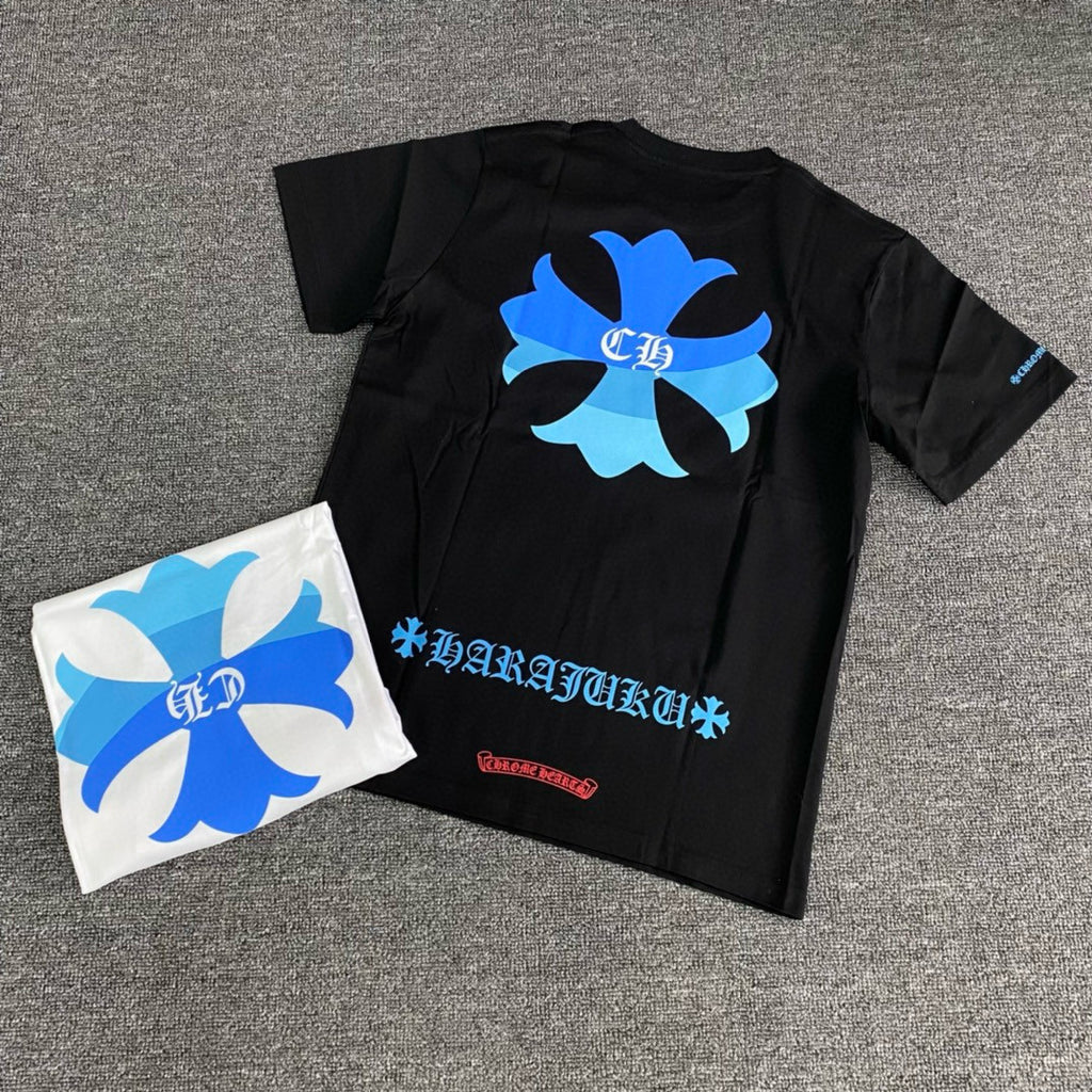 Chrome Hearts Men's Summer Gradient Cross Print Round Neck Cotton Short Sleeve T-Shirt #76814