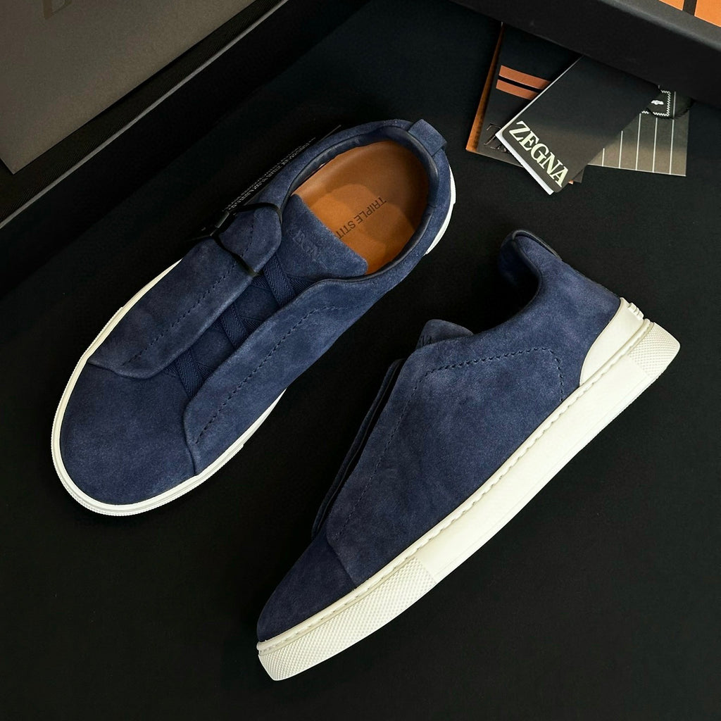 Ermenegildo Zegna Triple Stitchâ„?Men's Fall/Winter Fashion Luxury Casual Flat Low-Top Suede Loafers Shoes #79421