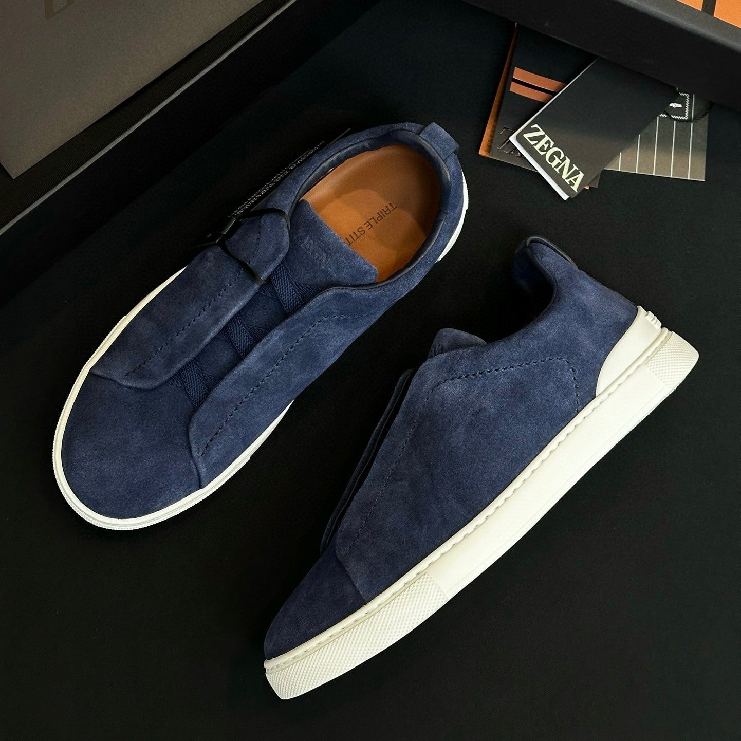 Ermenegildo Zegna Triple Stitchâ„?Men's Fall/Winter Fashion Luxury Casual Flat Low-Top Suede Loafers Shoes #79421