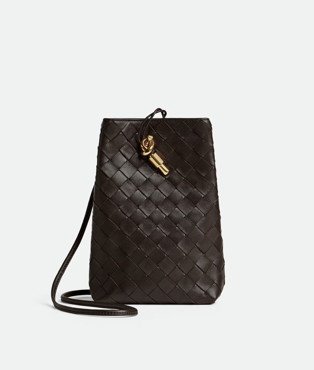 Bottega Veneta Andiamo Mobile Phone Clutch: Intrecciato-woven Leather Clutch Women's Featuring An Iconic Knot Fastening Thin Shoulder Strap Casual Crossbody Style Elegant And Fashionable Bag Bags #196298