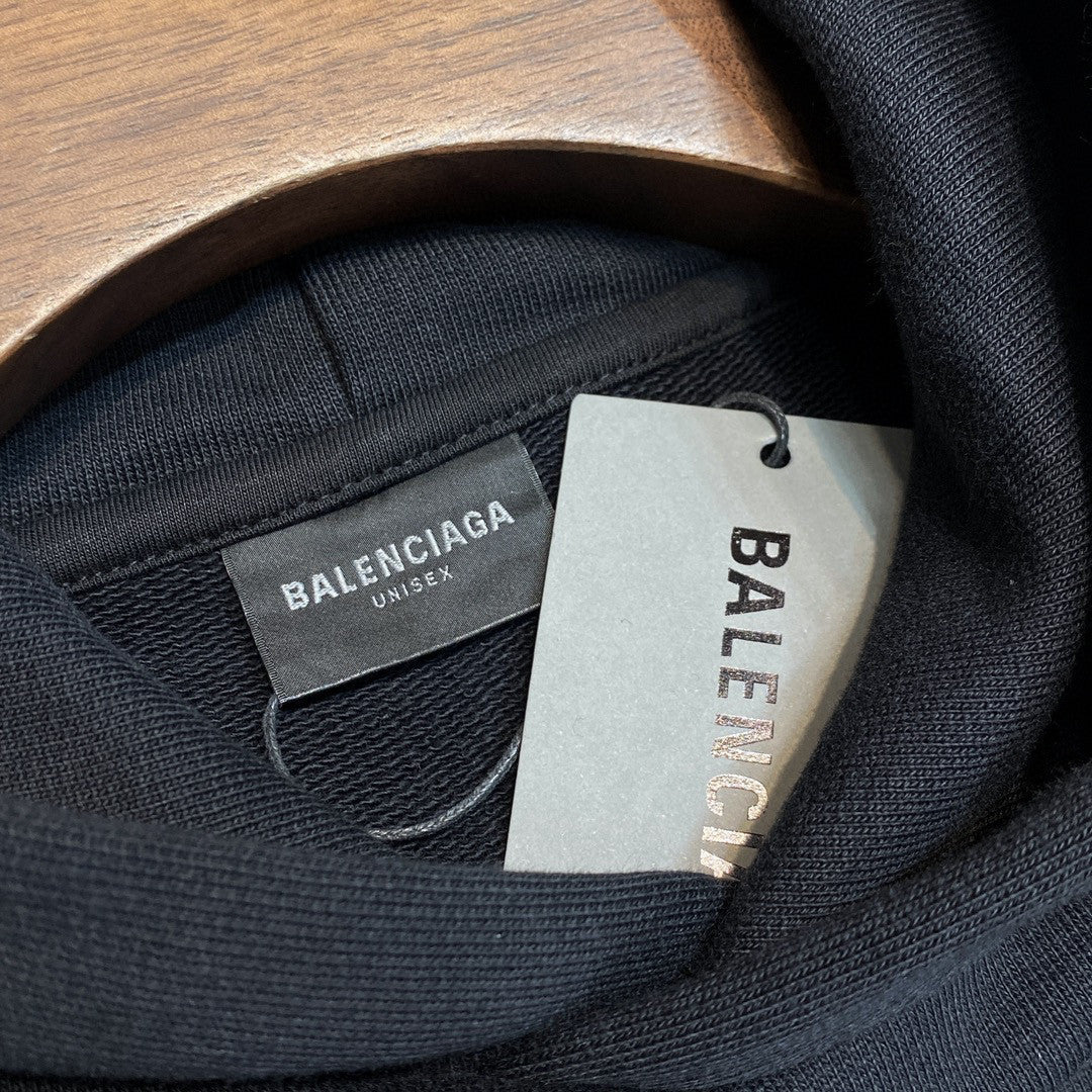 Balenciaga Knitted Cotton Hooded Sweatshirt Black #95156