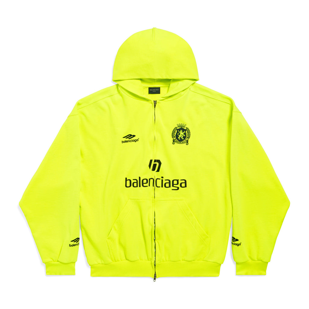 Balenciaga Men's Fall/Winter Paris Soccer Zip-Up Hoodie Medium Fit Solid Color Hooded Jacket #97993