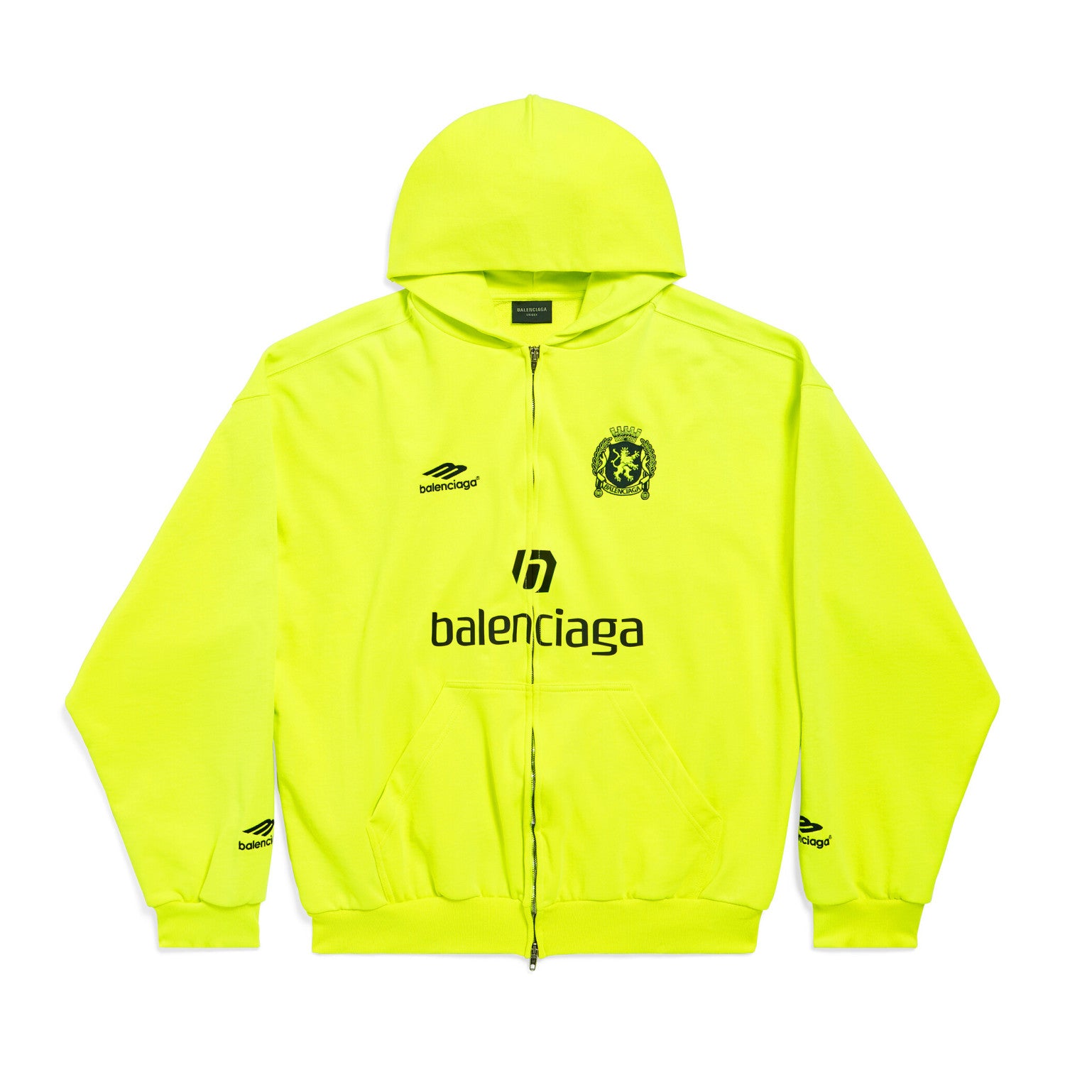 Balenciaga Men's Fall/Winter Paris Soccer Zip-Up Hoodie Medium Fit Solid Color Hooded Jacket #97993