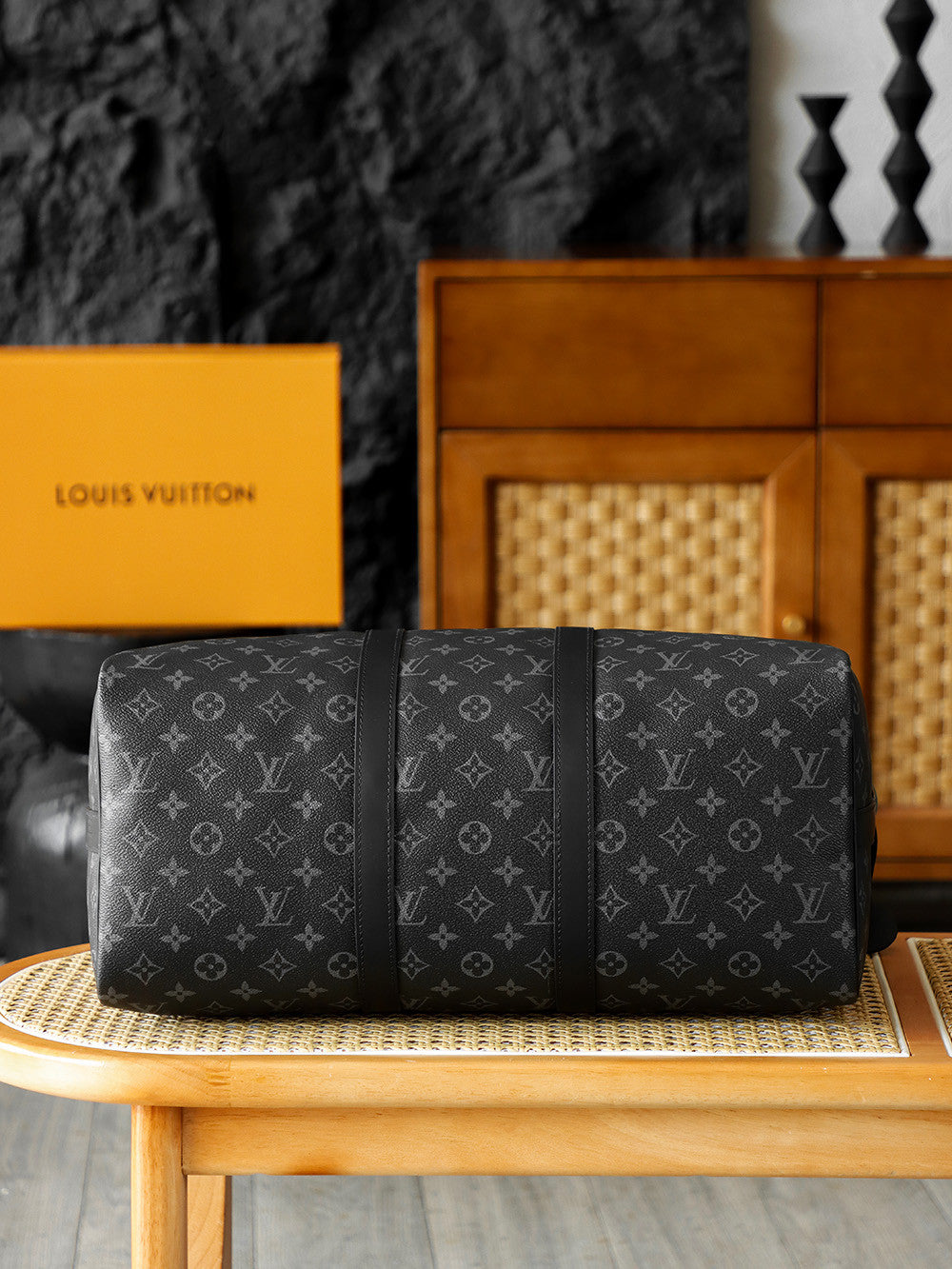 LOUIS VUITTON Keepall Bandoulière 45 Monogram Eclipse Travel M40569 #335964
