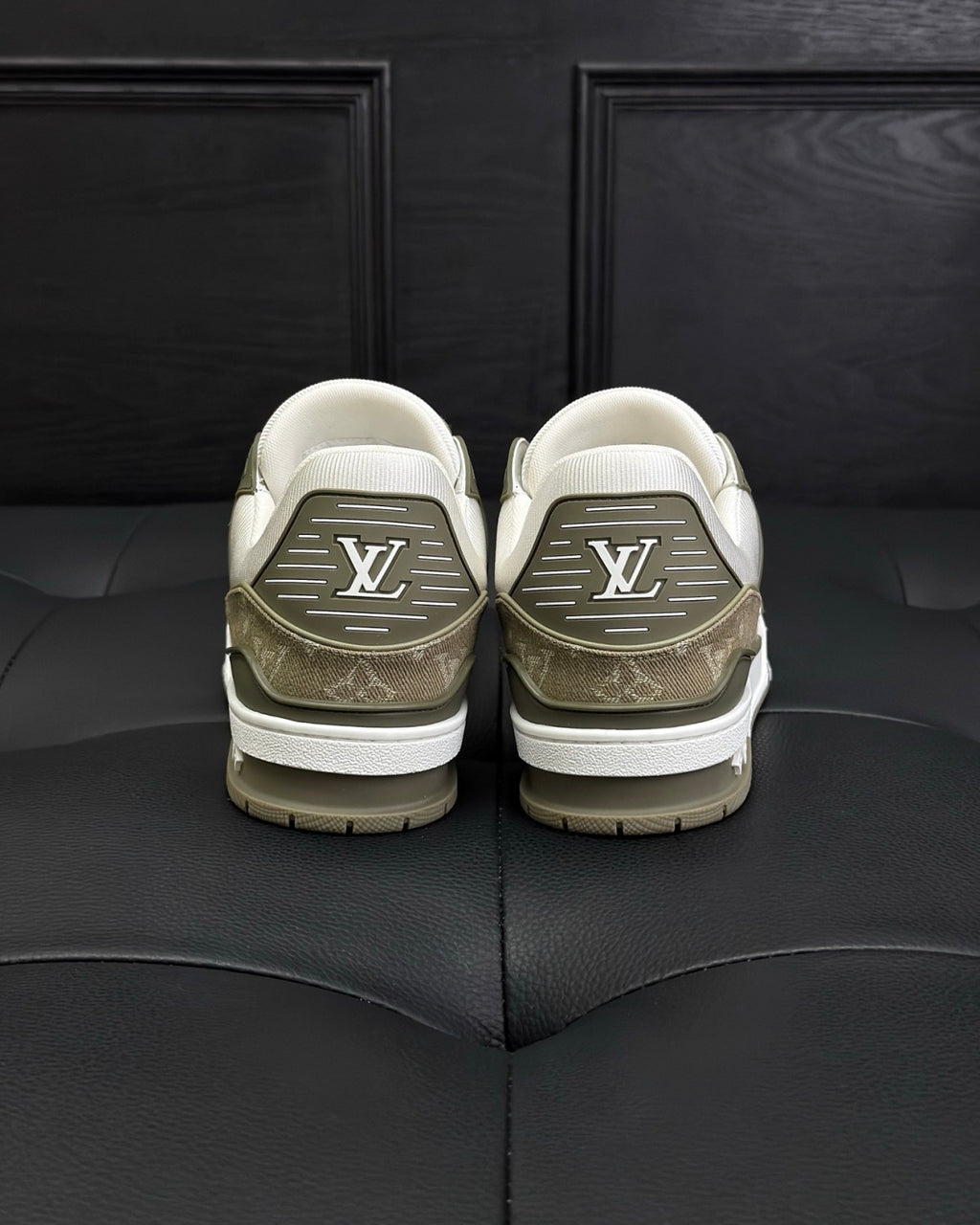 Louis Vuitton Men's LV Trainer Sneakers Four Seasons Retro Colorblocking Grained Cowhide Leather Mesh Round Toe Lace-Up Low Casual Shoes #81323