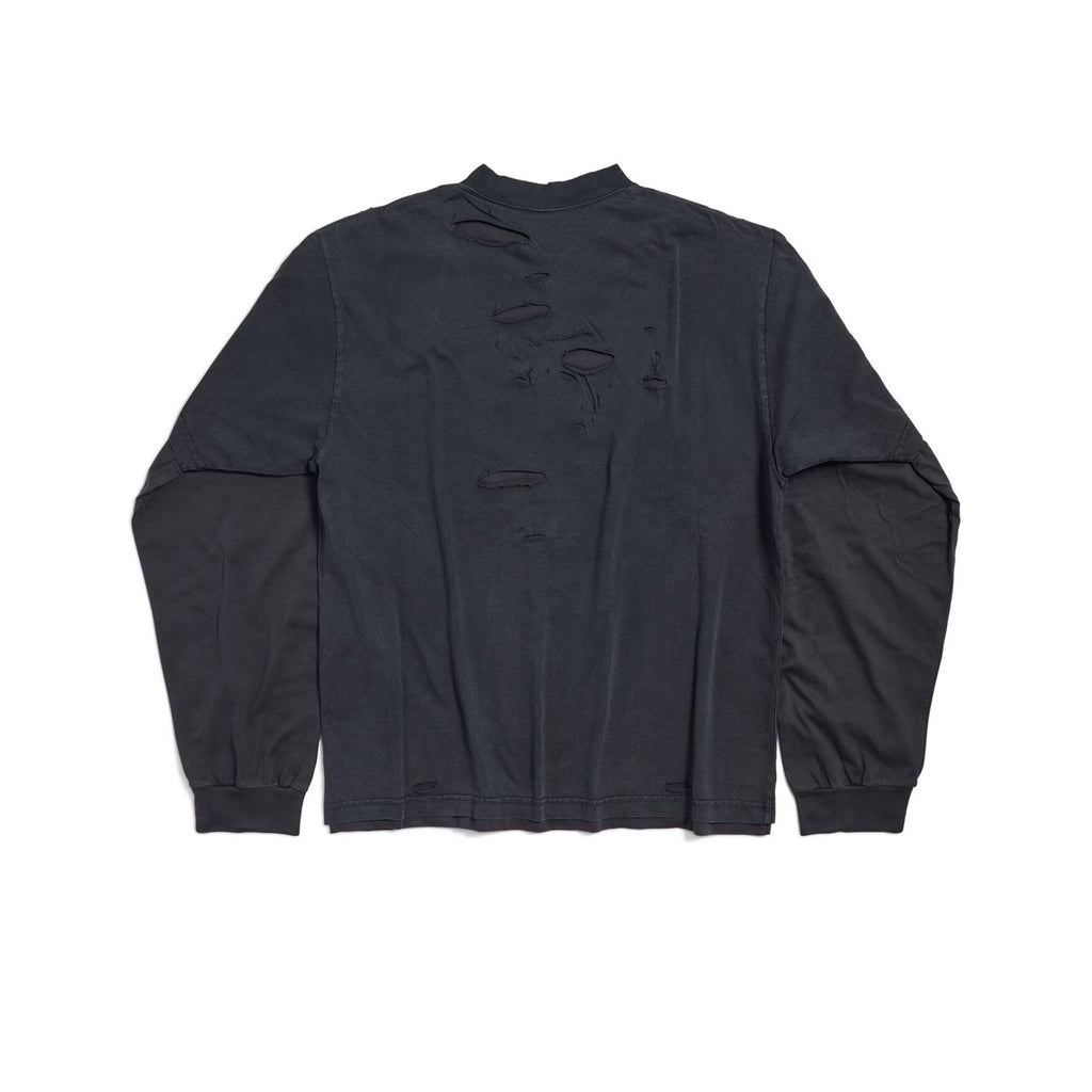 Balenciaga 3b Sport Icon Medium Fit Layered T-shirt Men's Retro High Street Trend Round Neck Spring And Autumn Fake Two T-shirt #71846