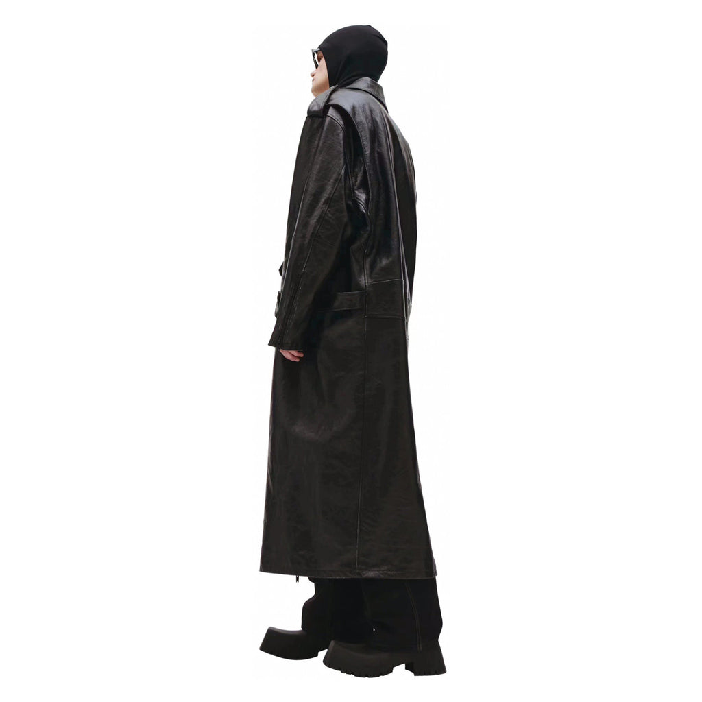 Balenciaga Black Leather Vintage Long Jacket Ngvp #6657