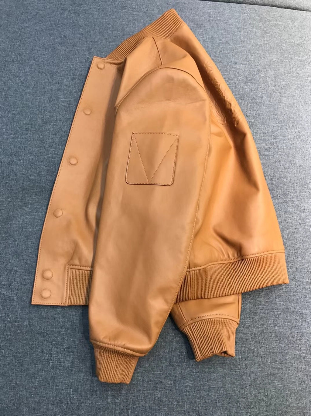 Louis Vuitton Natural Leather Baseball Jacket Stand Collar Loose Casual Long Sleeve Jacket #332626