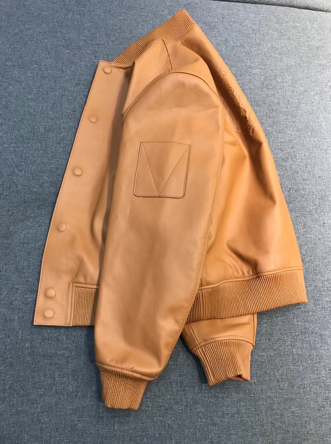 Louis Vuitton Natural Leather Baseball Jacket Stand Collar Loose Casual Long Sleeve Jacket #332626