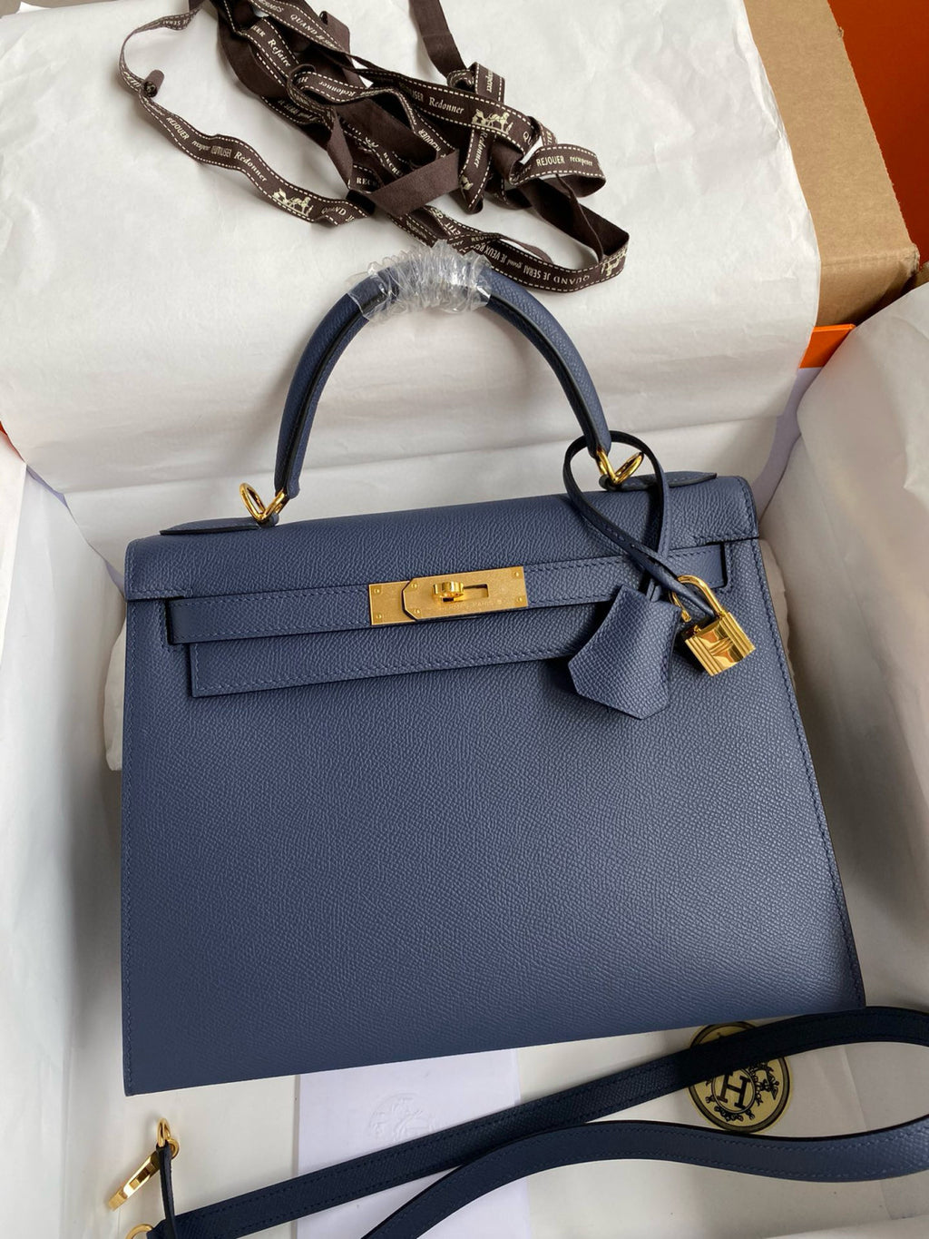 Hermes Kelly 25cm/28cm/32cm Epsom Original Leather Top-Grade Leather Handbag Bag Handcrafted Leather Bag From The Original Factory's Premium Custom Collection #194844
