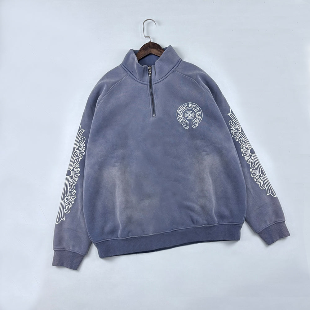 Chrome Hearts Half Zipper Sweatshirt Couple Style Pure Cotton #333458