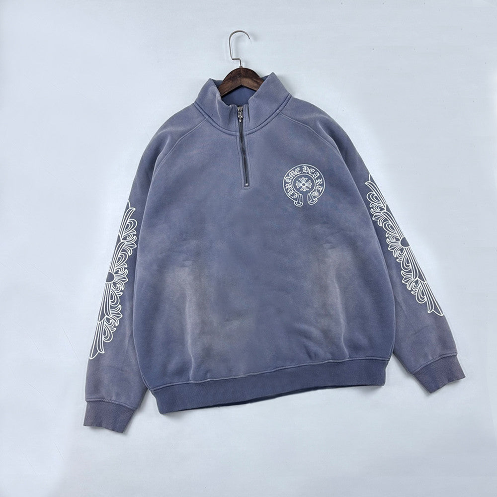 Chrome Hearts Half Zipper Sweatshirt Couple Style Pure Cotton #333458