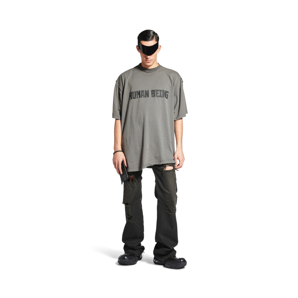 Men Women HUMAN BEING SHIFTED Summer Round Neck Short Sleeve Cotton Solid Color T-Shirt Ngvp #1418