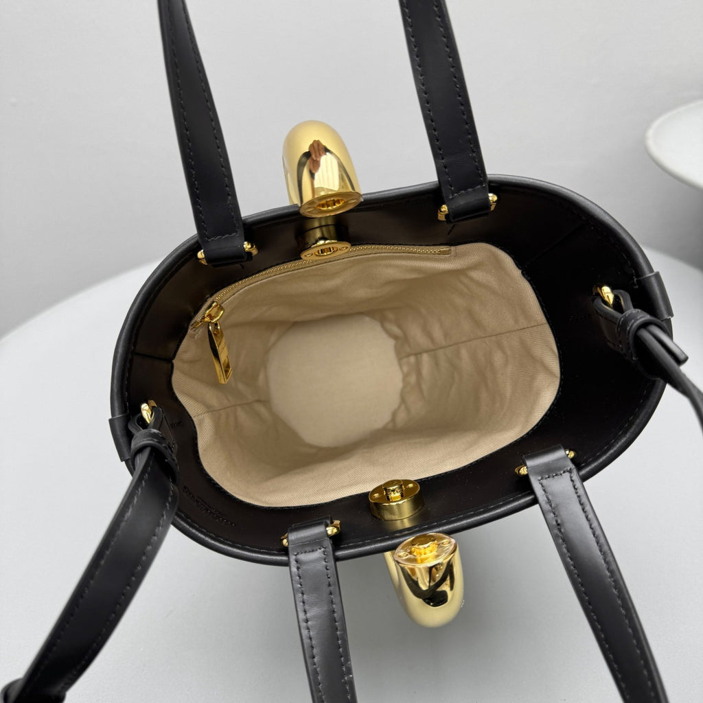 Jacquemus The small Bambola Women's Classic Fashionable Minimalist Detachable Shoulder Strap Metal Buckle Linen Leather Bucket Bag Tote Bag Handbag Bags #78241
