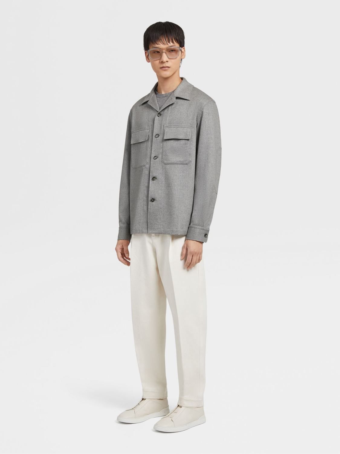 Ermenegildo Zegna Oasi Cashmere Alba Shirt Jacket Men's Luxury Solid Color Temperament Wool Shirt Fashion Casual Lapel Single Breasted Shirt Jacket Ngvp #2493
