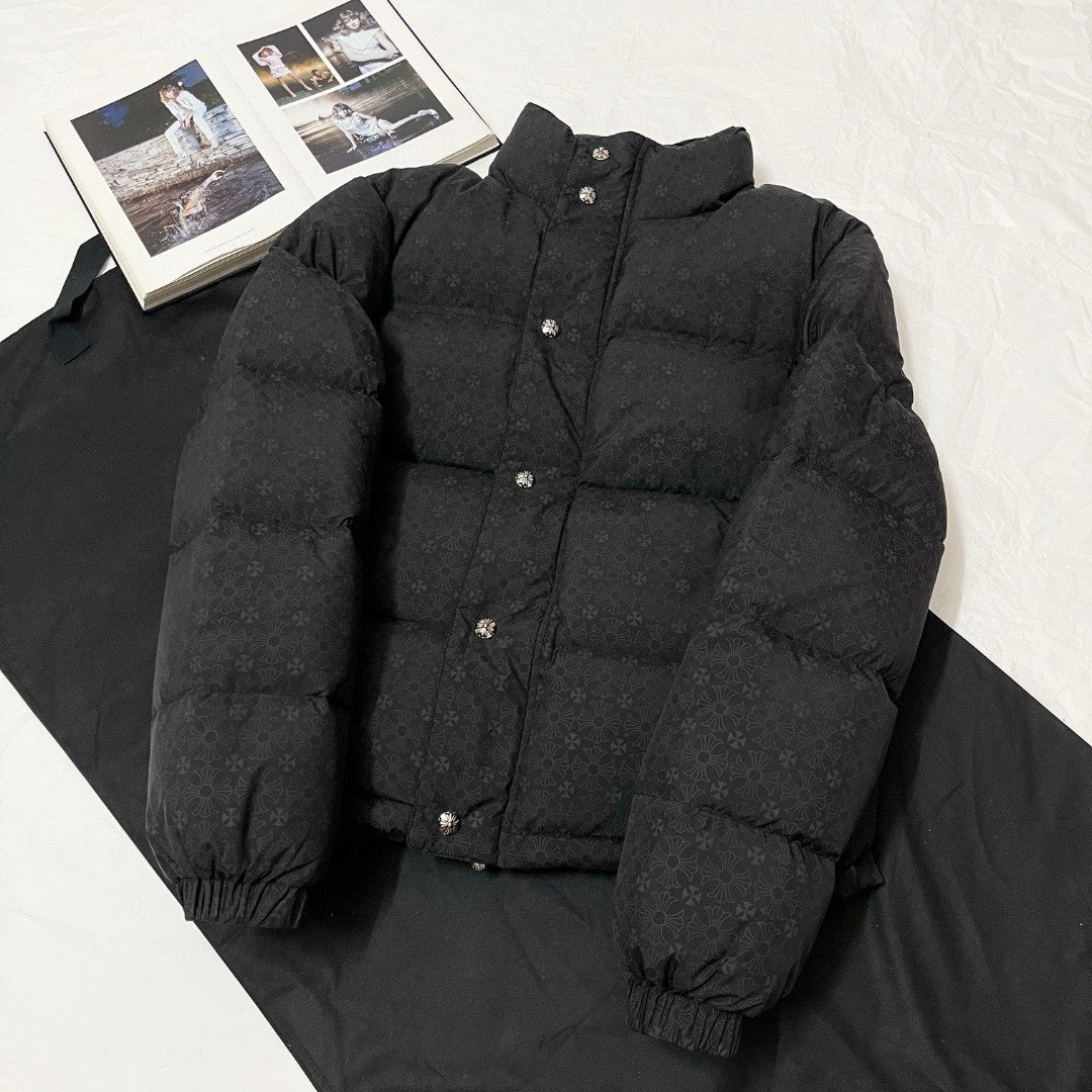 Chrome Hearts Men's Winter Black Dark Printed Waterproof Fabrics Puffer Down Jacket #73664