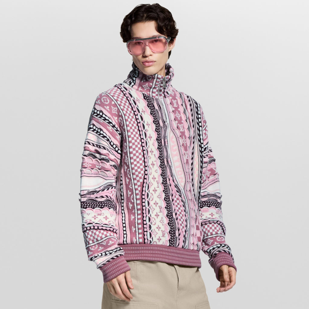 Louis Vuitton Men's And Women's Spring/fall Fashion Casual High Neck Pullover Half Zip Color Block Classic Print Sweatshirt #79281