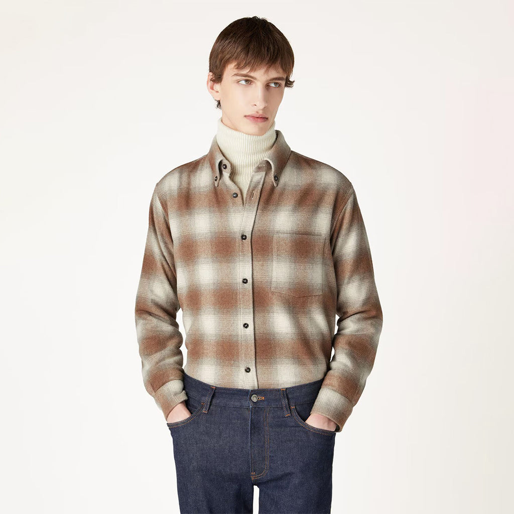 Loro Piana Men's Spring. Autumn And Winter Check Solid Color Long Sleeve Single Breasted Casual Jack Shirt Ngvp #9886
