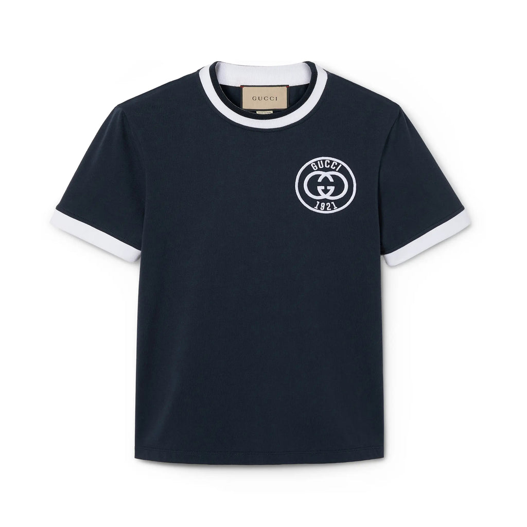 Gucci Men's Summer Letter Embroidery Knit Cotton Round Neck Short Sleeve Solid Color Fitted T-Shirt #71359