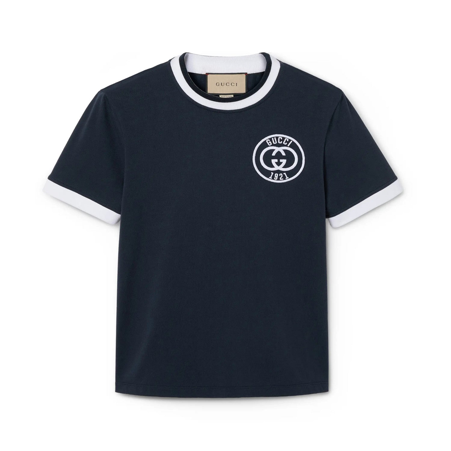 Gucci Men's Summer Letter Embroidery Knit Cotton Round Neck Short Sleeve Solid Color Fitted T-Shirt #71359