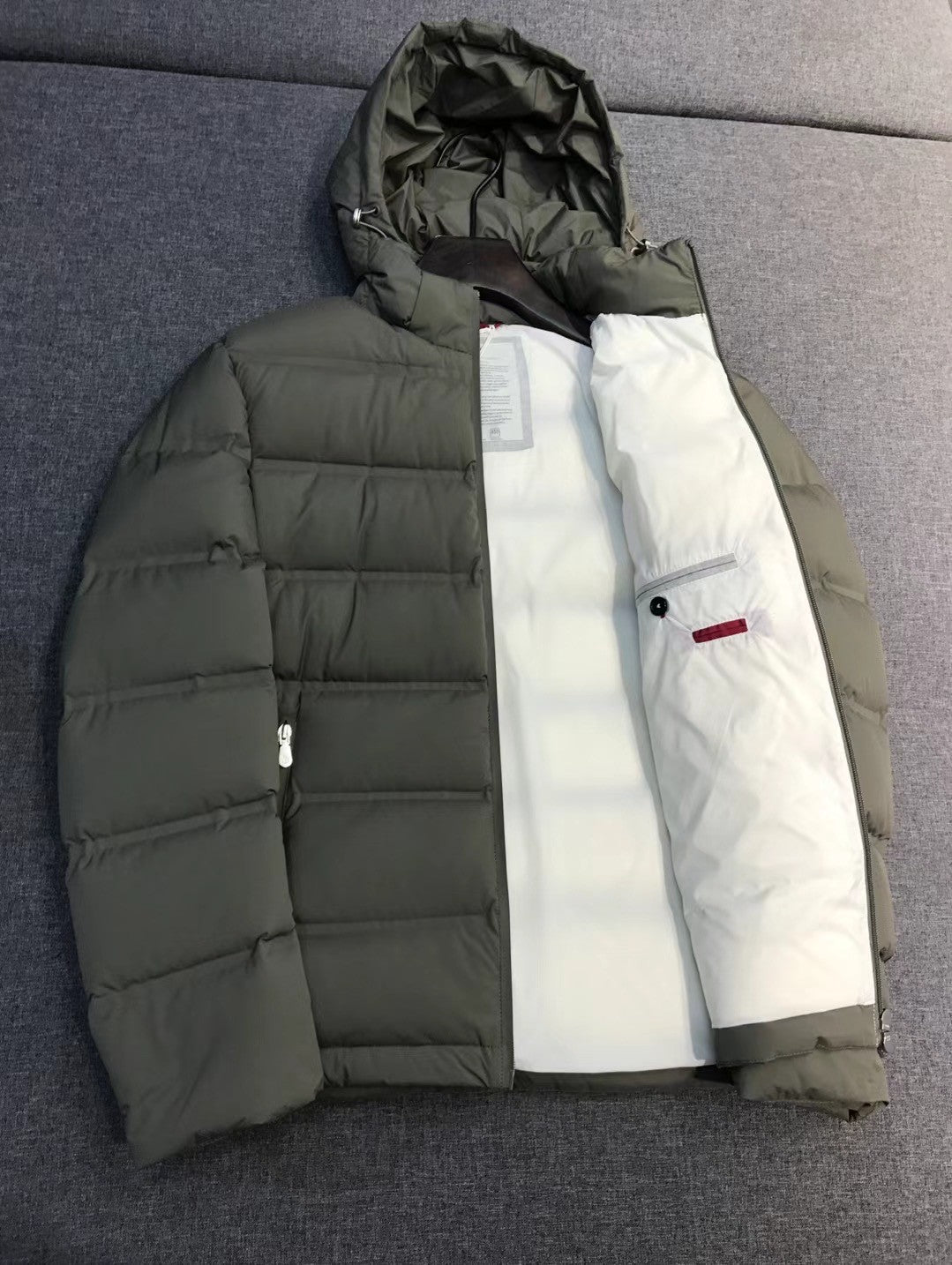 Brunello Cucinelli Men's Winter Fashion Classic Premium Business Casual Detachable Hood Double Zip Down Jacket #79549