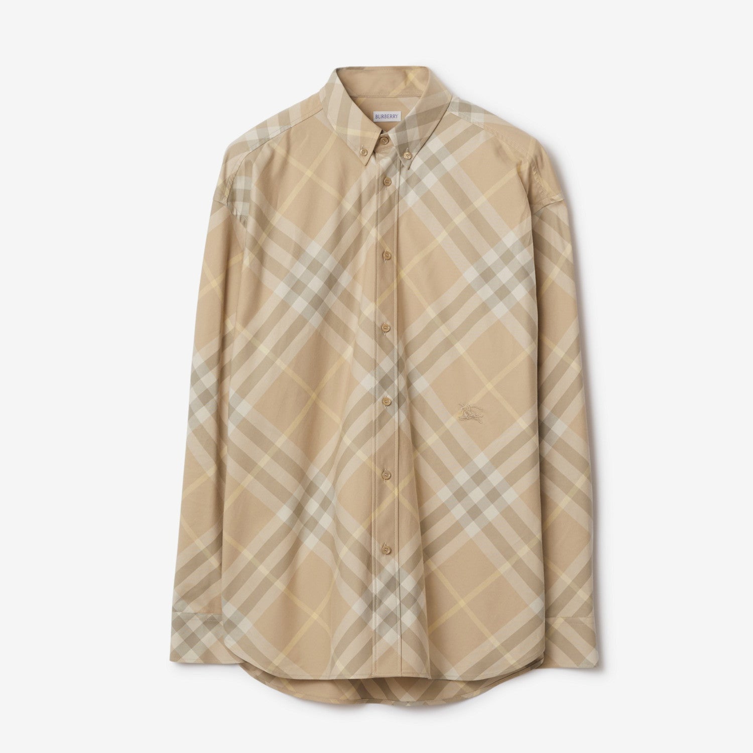 Burberry Men's Spring And Autumn New Retro Plaid Cotton Shirt Color Blocking Single-breasted Lapel Button Down Shirt  #71363