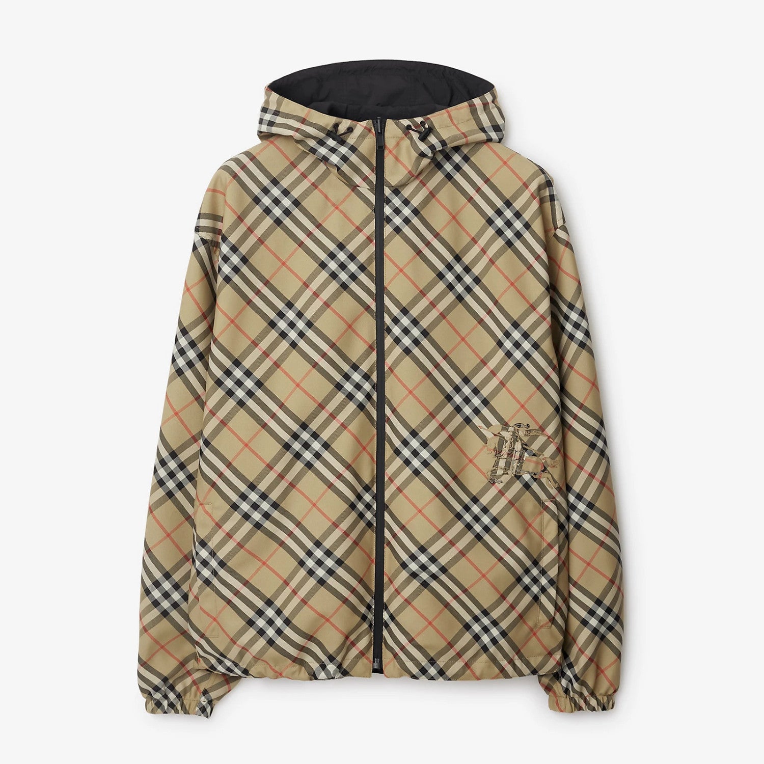Burberry Men's Autumn and Winter Check Printed Reversible Zipper Hooded Long Sleeve Jacket #73814