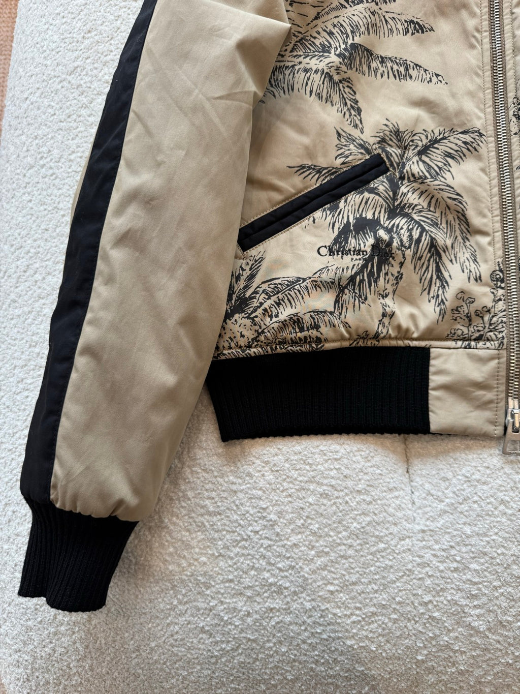Dior Dioriviera Men's And Women's Fall/Winter Fashion Casual Color Block Zipper Palms Rui Print Pilot Jacket #79487
