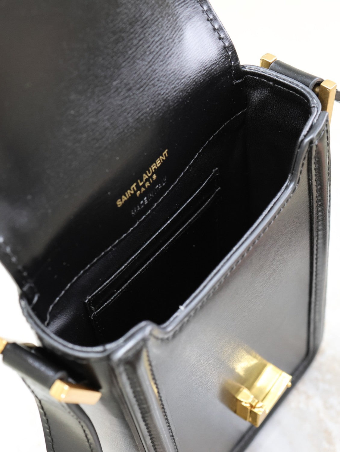 SAINT LAURENT SOLFERINO Mini Bag Women's Fashion Classic Black Leather Crossbody Bag with Gold Buckle and Adjustable Strap Bags 753963BWR0W1000 #78744