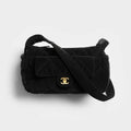 Chanel Large Bowling Bag With Velvet Effect Nylon And Gold Metal Logo Women's And Men's Fashionable Fall/winter Black Crossbody Bags #81986A