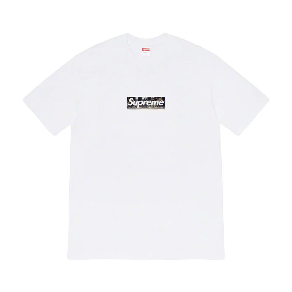 Supreme Week 11 Milan Last Supper Men's & Women's White Leonardo da Vinci The Last Supper Box Logo Print Solid Colour Casual Round Neck Short Sleeve T-Shirt #99265
