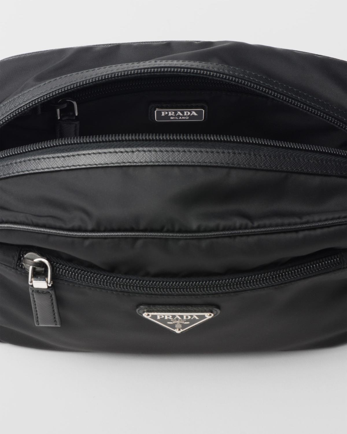 PRADA New Regenerated Nylon Enameled Triangle Logo Saffiano Leather Travel Storage Bag Toiletry Bag #332316