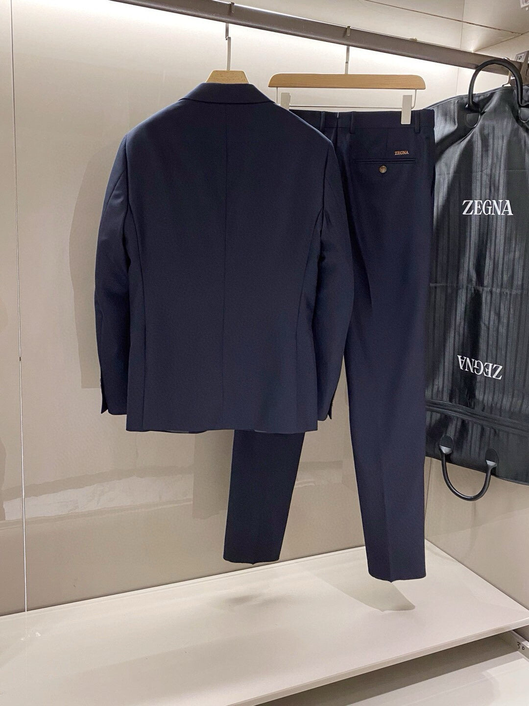 Ermenegildo Zegna  Men'S Spring And Autumn Business Casual Wool Suit Set Navy Blue Temperament Casual Comfortable Formal Suit Jacket Straight Suit Pants Trousers #75986