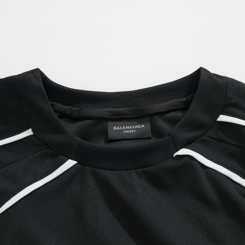 Balenciaga Men's Women's Summer Solid Color Round Neck Casual SHANGHAI SOCCER Loose Long Sleeved Cotton T-Shirt #99189