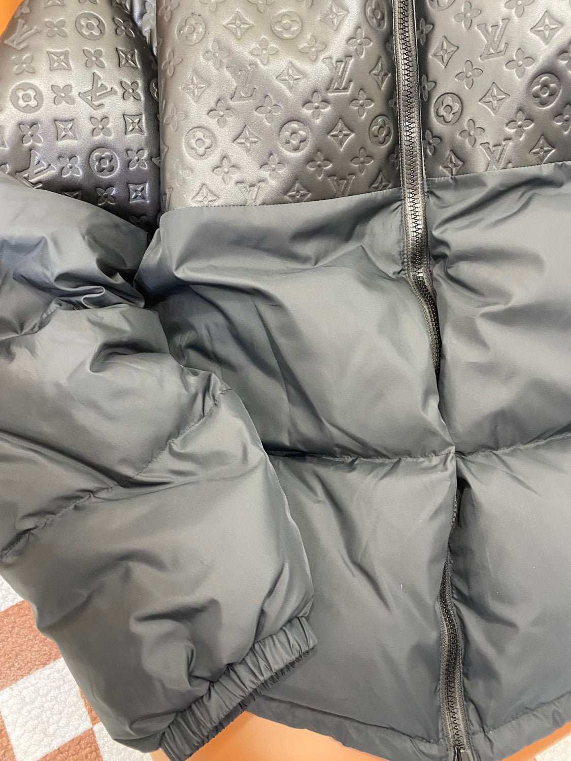 Louis Vuitton Patchwork Leather Puffer Down Jacket #96684