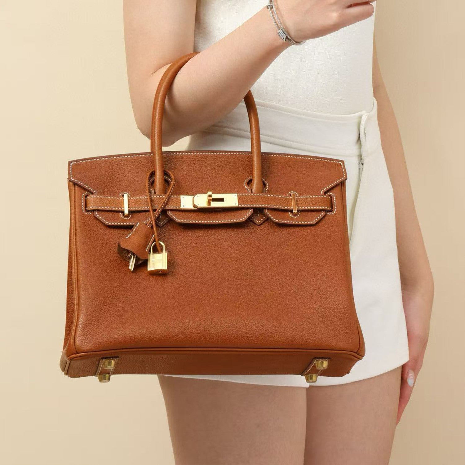 Hermes Birkin 30 Gold Buckle Solid Color Handbag Temperament  Bags Metal Buckle Kelly Bag Accessories H027633CC37 #81134