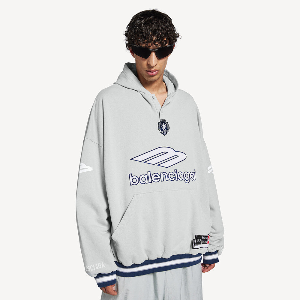 Balenciaga Top-quality Version Men's 3b Football Polo Hoodie in Grey white #336845