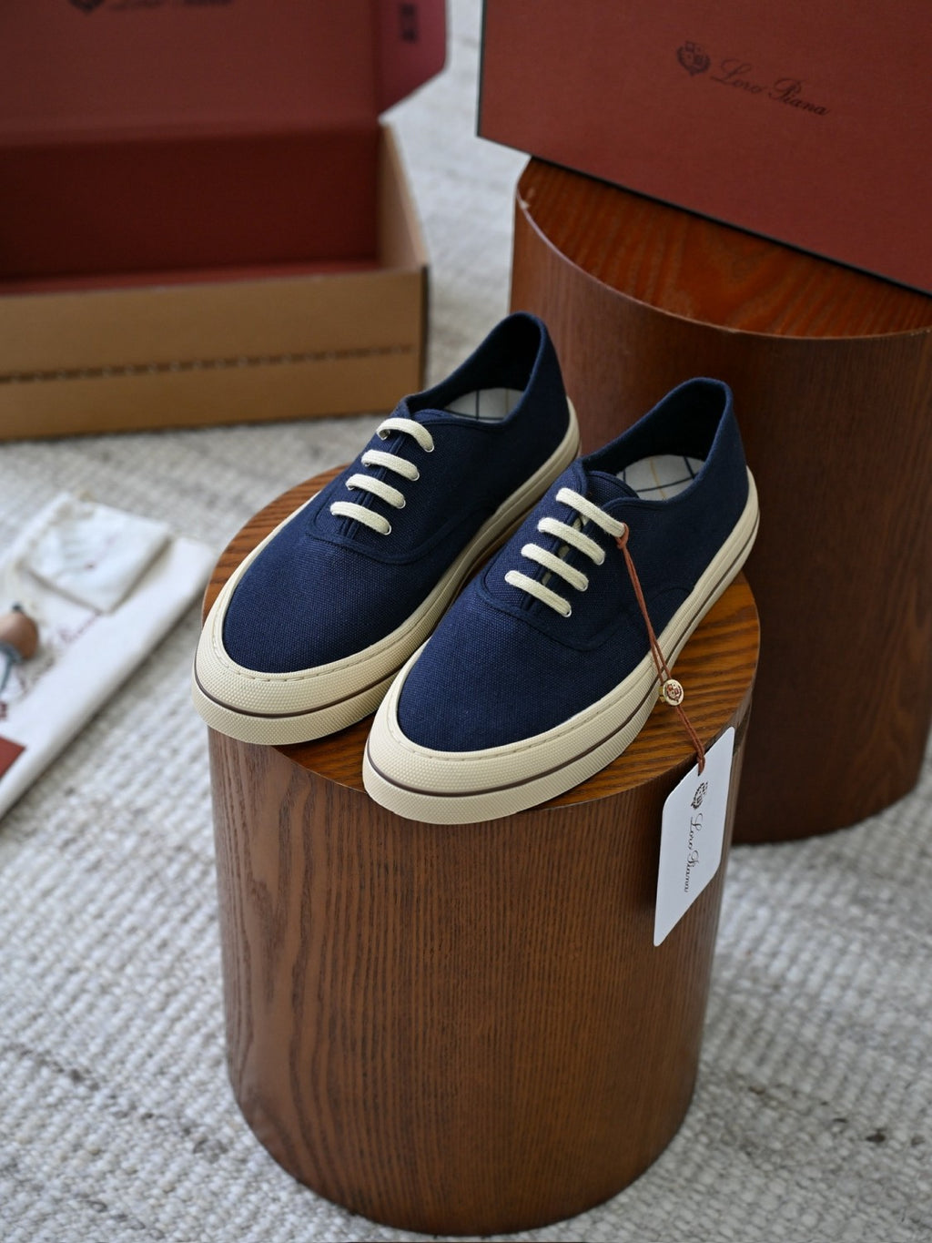 Loro Piana Nantucket Walk Sneaker Cotton Blue Navy Low Top #386139