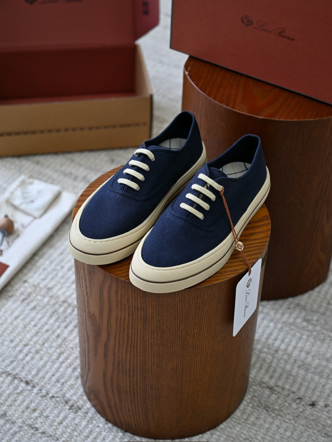Loro Piana Nantucket Walk Sneaker Cotton Blue Navy Low Top #386139