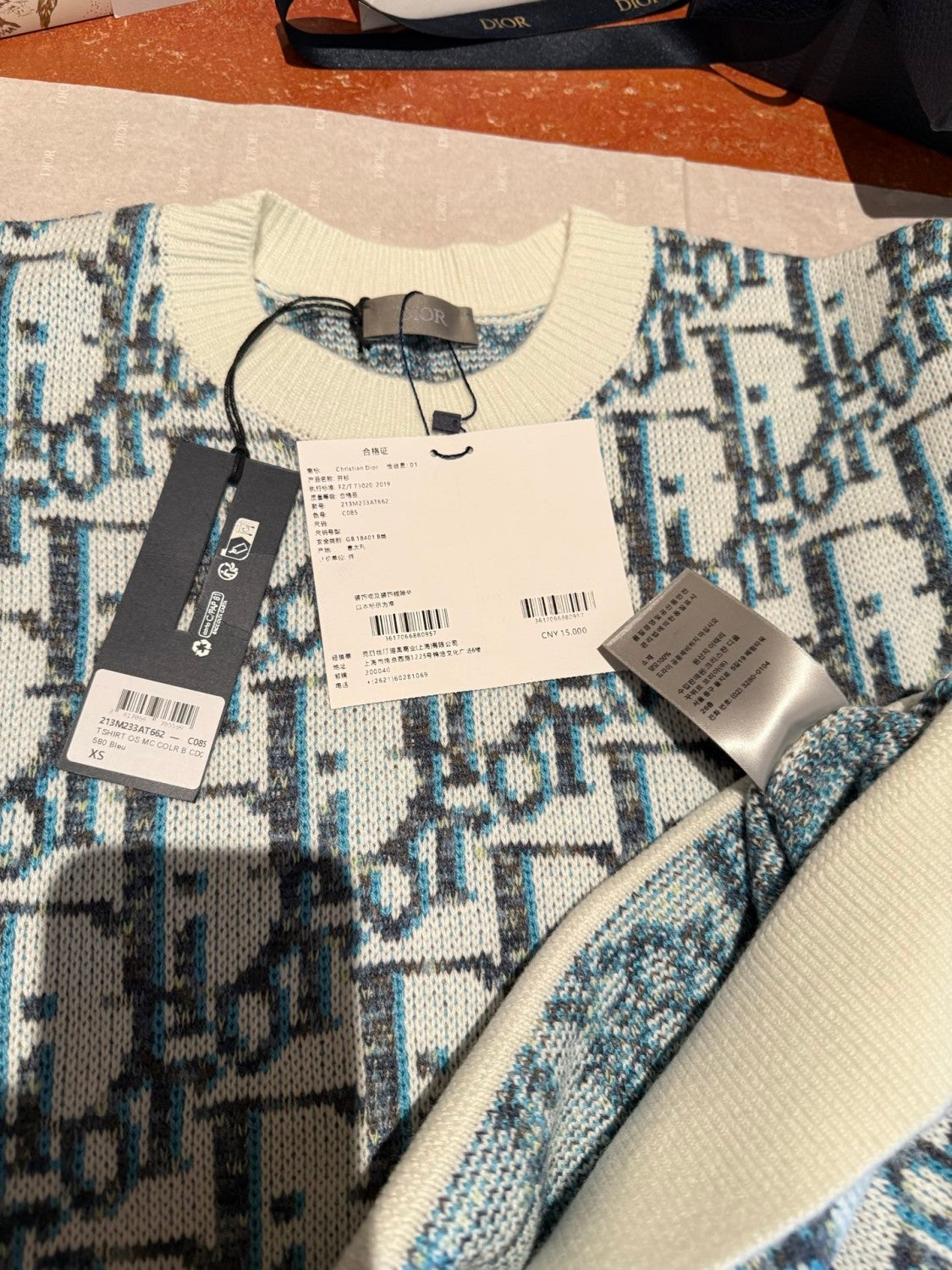 Dior Men's And Women's Spring/Summer Fashion Casual Sheep Wool Jacquard Fabric Oblique Print Round Neck Long Sleeve Knitted Sweater #78298