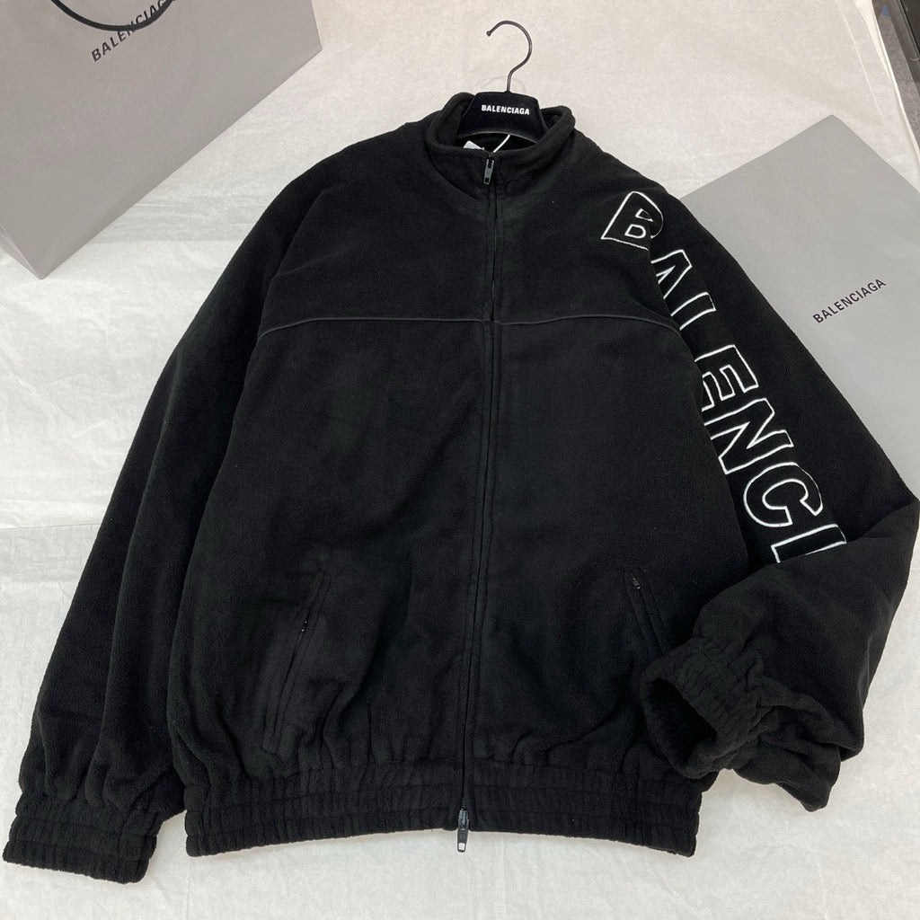 Balenciaga Men's Women's Fall Logo Printed Black Standing Collar Zipper Long Sleeve Loose Outline Tracksuit Jacket Casual Trousers #98346