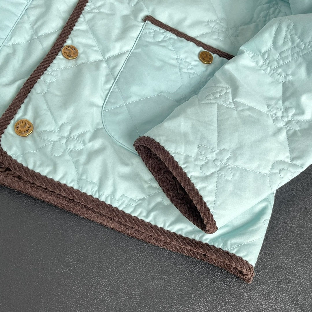 Louis Vuitton Men's Fall And Winter Light Blue Patchwork Fitted Lapel Single Breasted Long Sleeved Jacket #73167