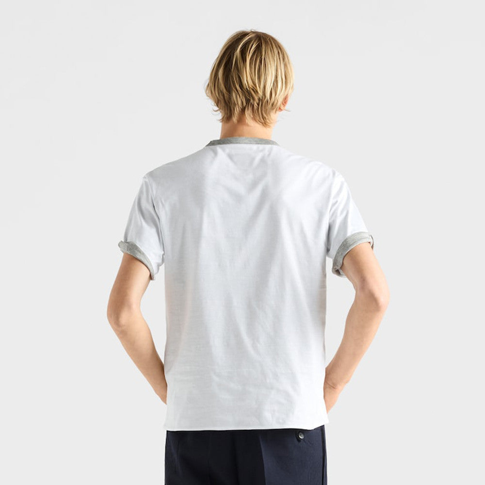 Prada White navy Blue Reversible Cotton T-shirt #336788