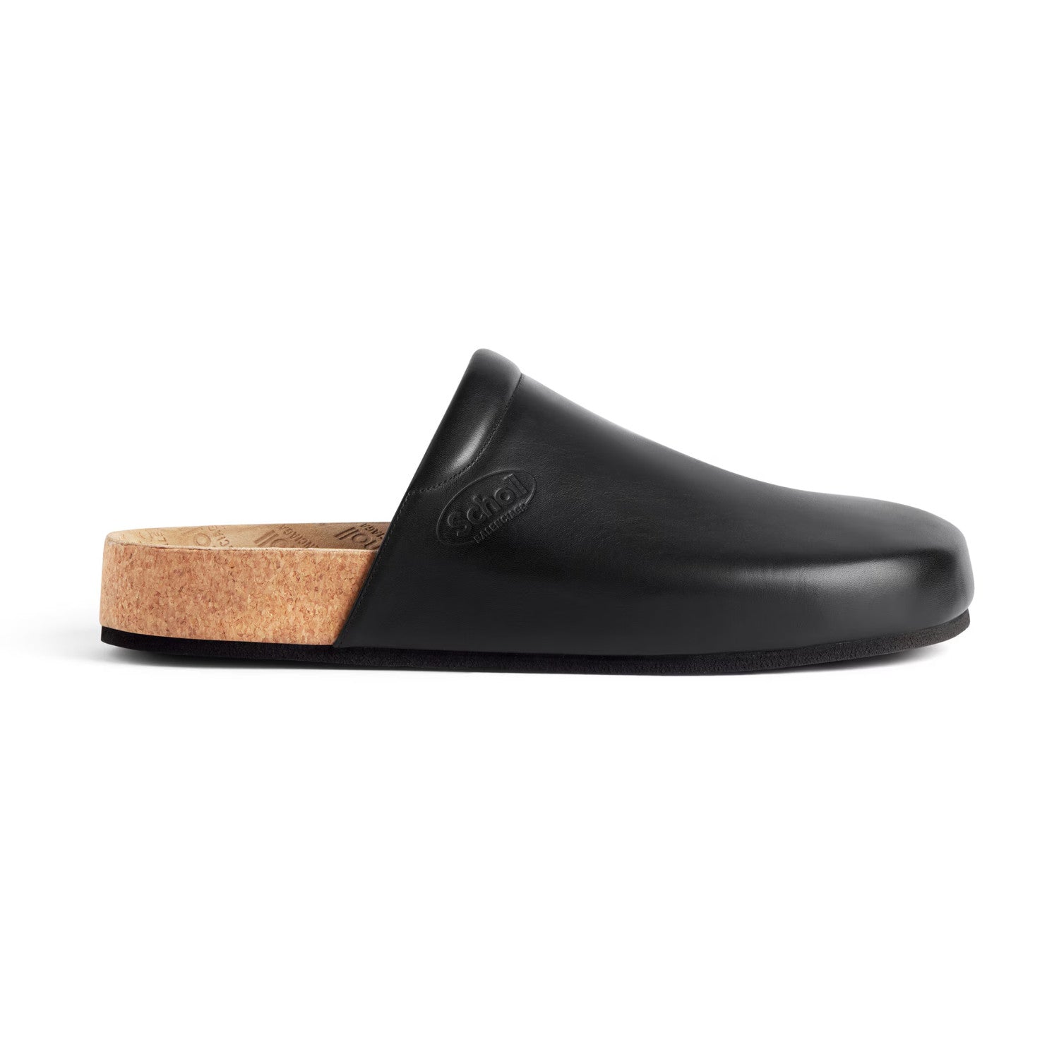 Balenciaga Men's Balenciaga I Scholl Flat Mule In Black Cowhide Flat Logo Birkenstock Shoes Fashion Temperament Trend Casual Shoes Slippers Ngvp #1973