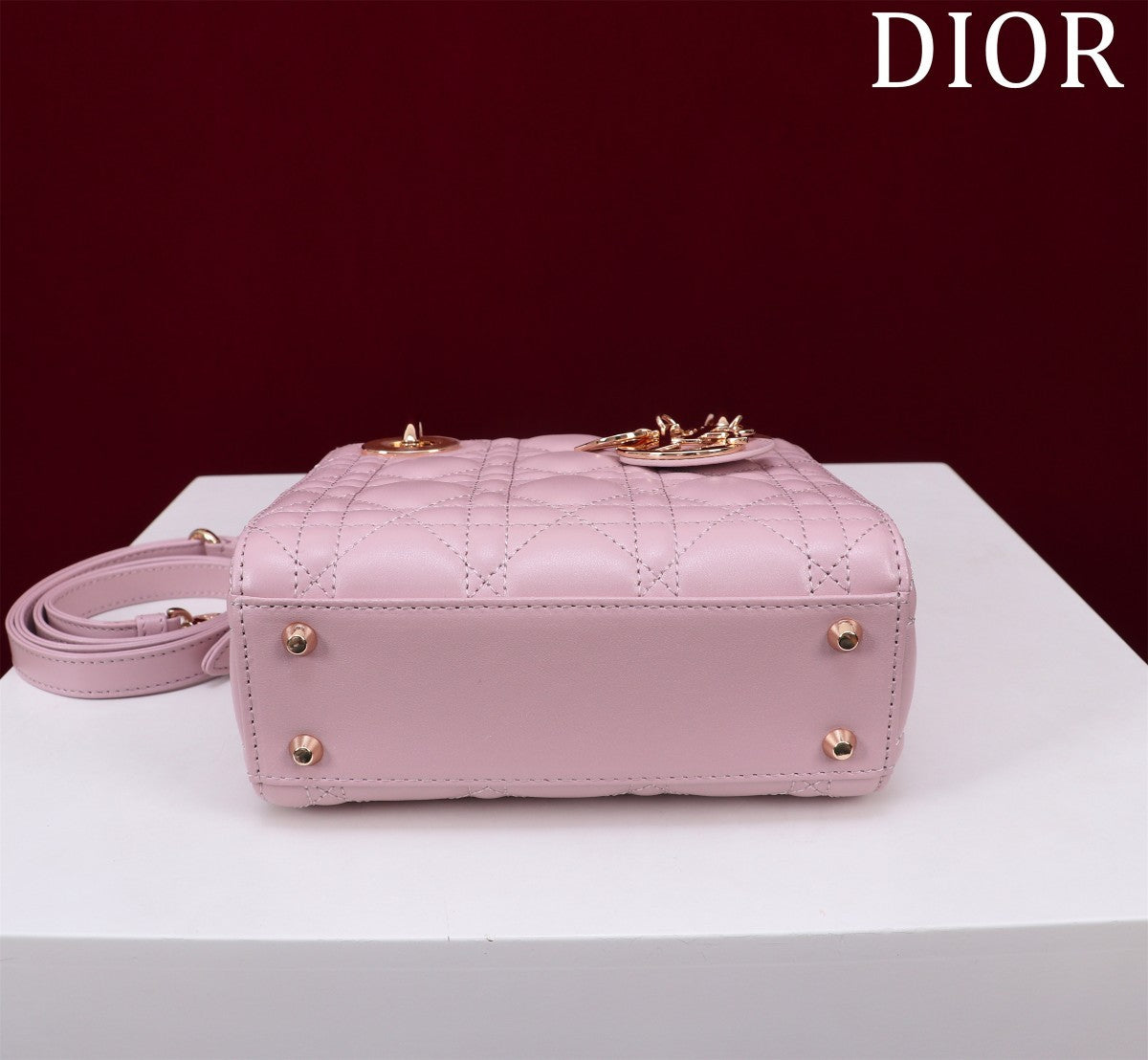 Dior Lady Women's Solid Color Metal Pendant Removable Chain Shoulder Strap Wicker Pattern Sheepskin Leather Single Shoulder Crossbody Handbag Bag Bags #77461