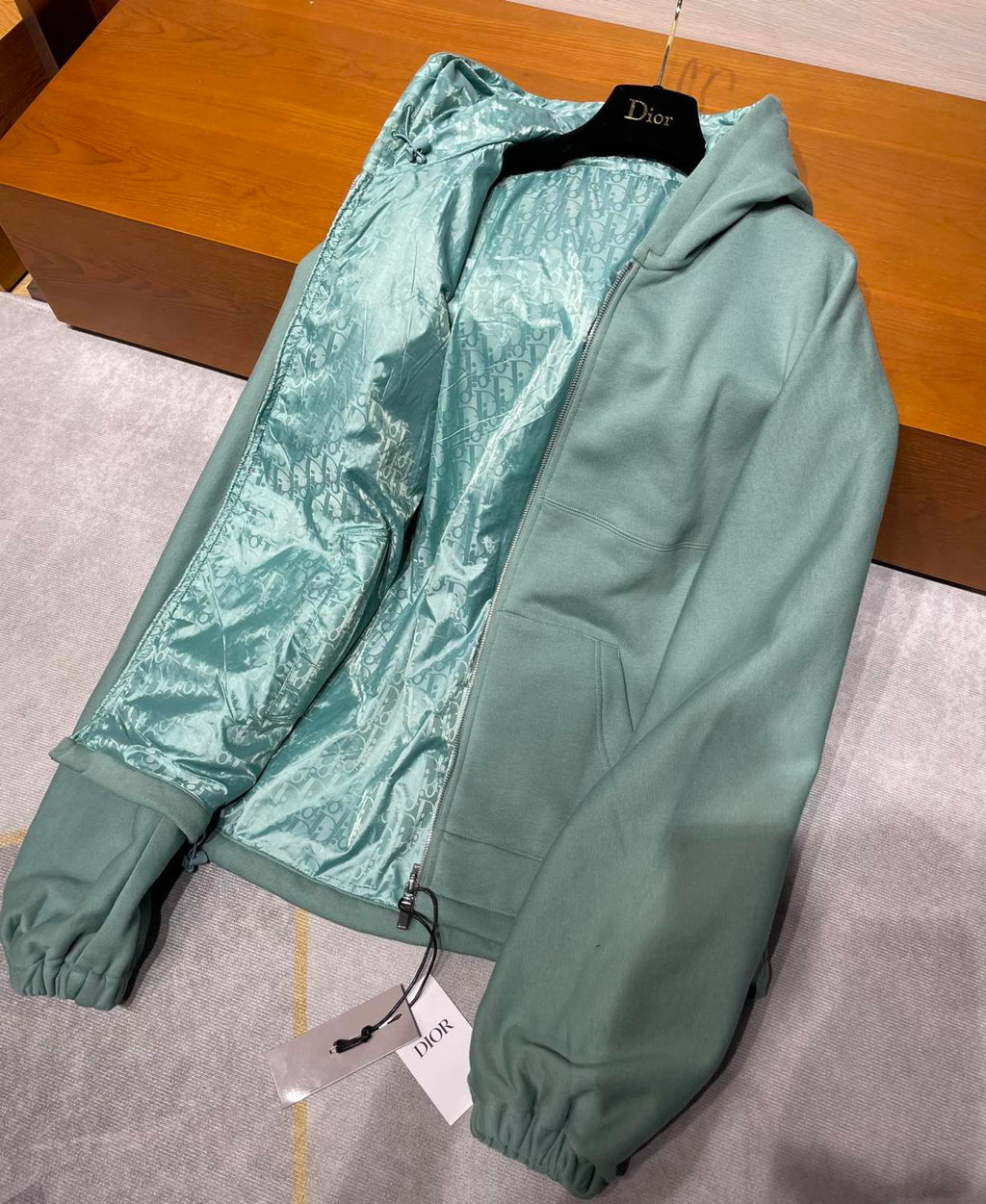 DIOR Men's Spring Autumn Solid Colour Letter Printed Reversible Wearable Zip Hooded Long Sleeve Jacket #76629