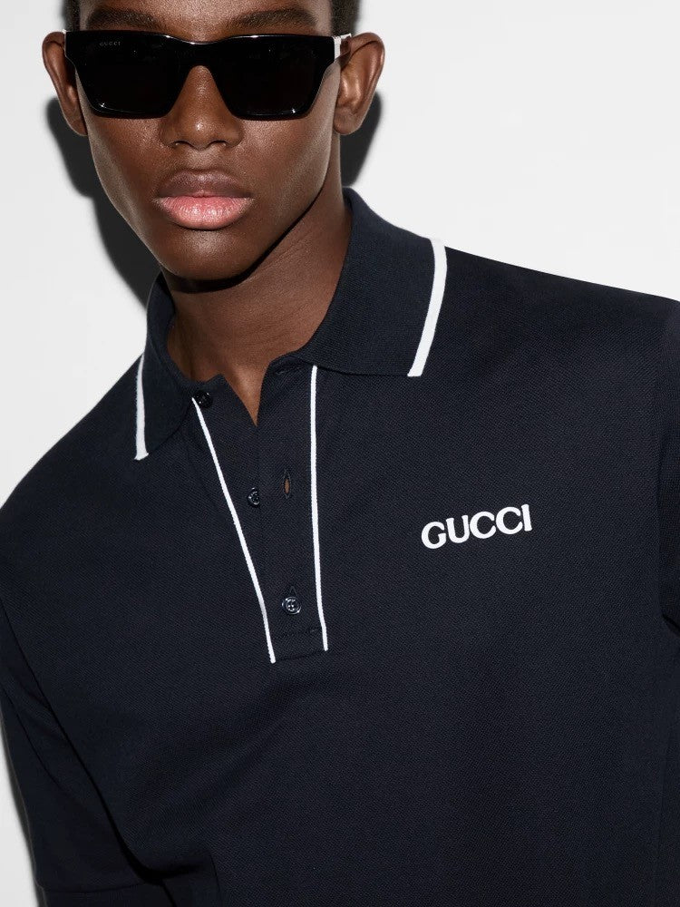 Gucci Men's Summer Solid Colour Logo Printed Stripe Polo Neck Short Sleeve T-Shirt #76733